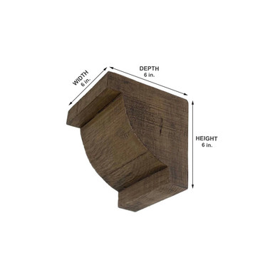 Rough Sawn Faux Wood Corbel 6 in x 6 in x 6 in