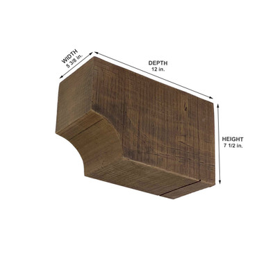 Rough Sawn Faux Wood Corbel 5 3/8 in x 7 1/2 in x 12 in