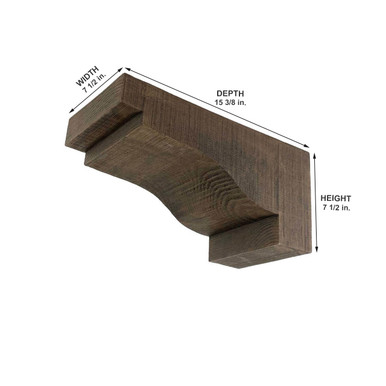 Rough Sawn Faux Wood Corbel 7 1/2 in x 7 1/2 in x 15 3/8 in