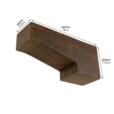 Rough Sawn Faux Wood Corbel 5 1/4 in x 7 1/4 in x 16 in (A)