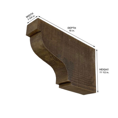 Rough Sawn Faux Wood Corbel 3 5/8 in x 11 1/2 in x 18 in