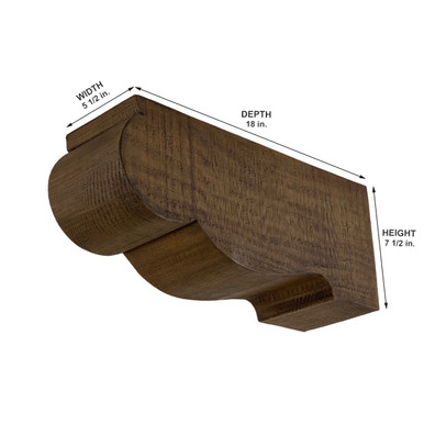 Rough Sawn Faux Wood Corbel 5 1/2 in x 7 1/2 in x 18 in (A)