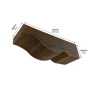 Rough Sawn Faux Wood Corbel 6 in x 5 in x 18 1/2 in