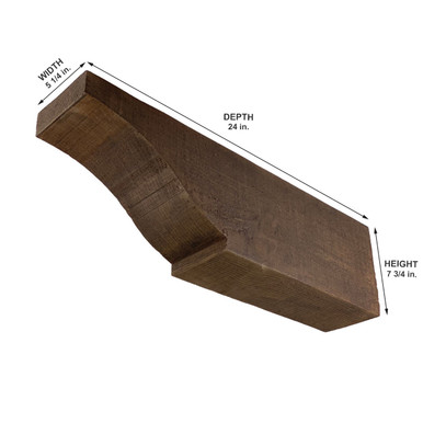 Rough Sawn Scroll Corbel 5 1/4 in x 7 3/4 in x 24 in