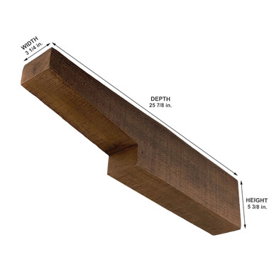Rough Sawn Faux Wood Corbel 3 1/4 in x 5 3/8 in x 25 7/8 in