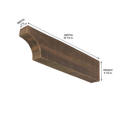 Rough Sawn Faux Wood Corbel 3 in x 6 1/8 in x 26 1/2 in