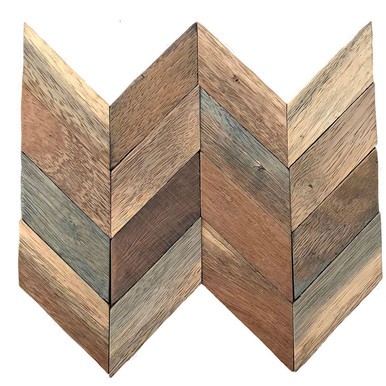 Chevron Boat Wood Mosaic Wall Tile 12 in x 12 in