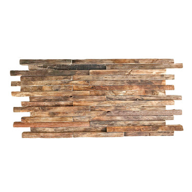 Stacked Boat Wood Mosaic Wall Tile 24 in x 12 in