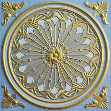 Rose Window VI - FAD Hand Painted Ceiling Tile 24 in X 24 in - #CTF-007-6