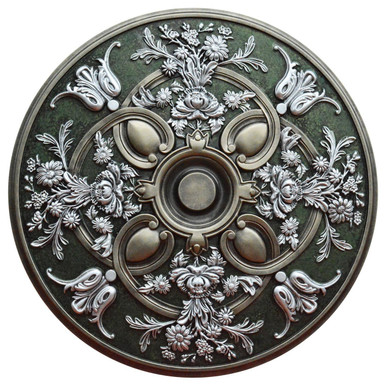 Silver Garden - FAD Hand Painted Ceiling Medallion 31 in - #CCMF-001