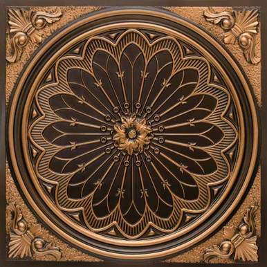 Rose Window - Faux Tin Ceiling Tile - 24 in x 24 in - #238 - (Pack of 25) / 100 sqft