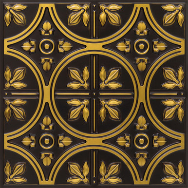 Modern Fleur de Lis - Faux Tin Ceiling Tile - 24 in x 24 in - #336 - (Pack of 25) / 100 sqft