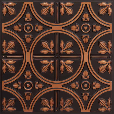 Modern Fleur de Lis - Faux Tin Ceiling Tile - 24 in x 24 in - #336 - (Pack of 25) / 100 sqft