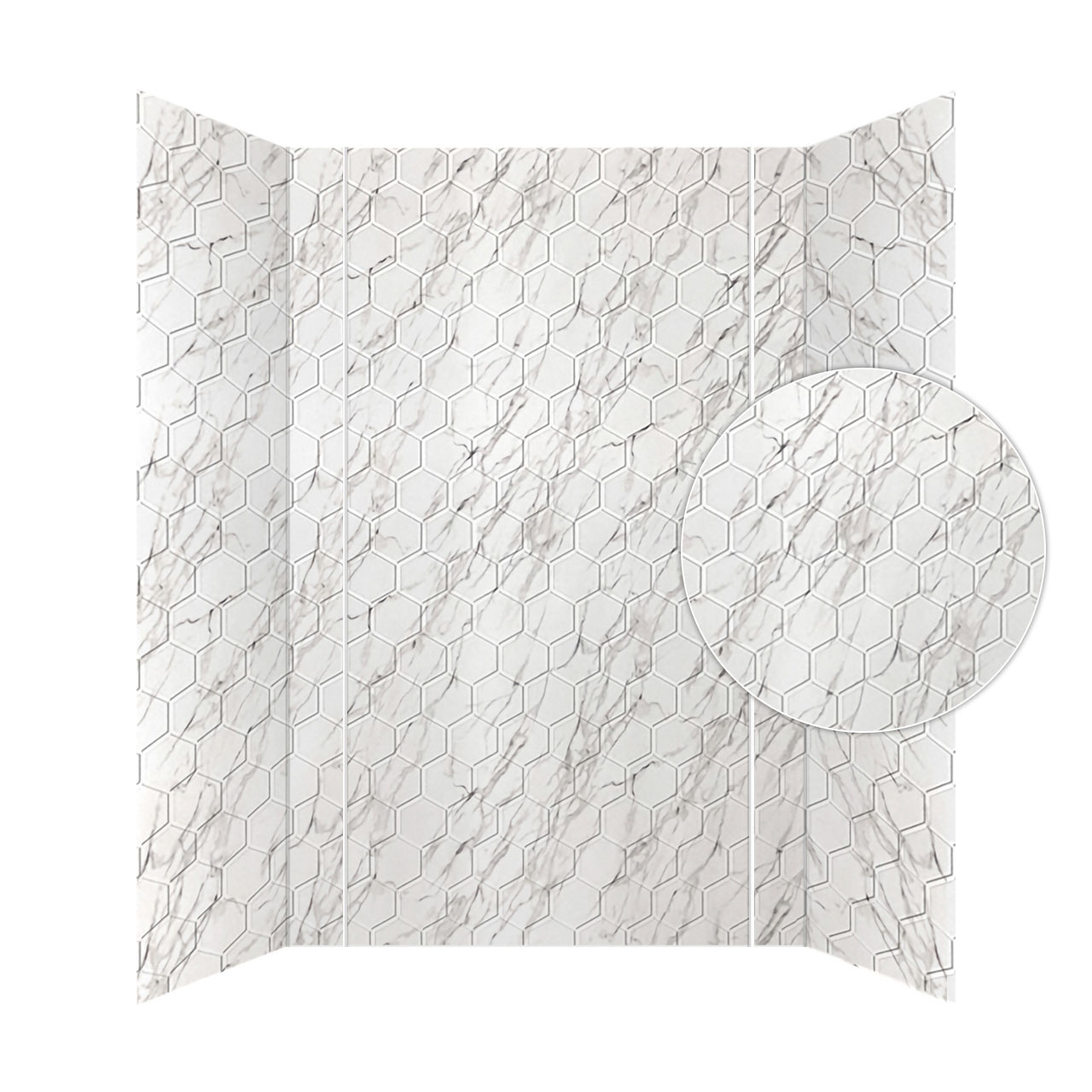Image of Hex Tile Shower  Wall Panels Surround