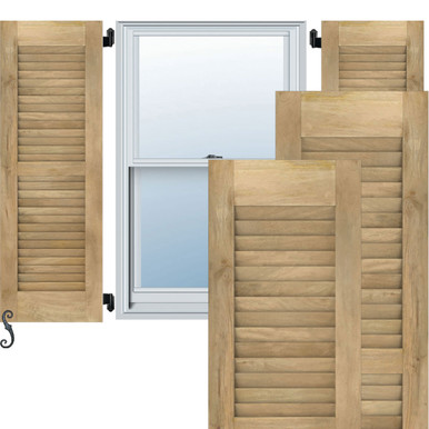 Americraft Two Equal Louver Exterior Real Wood Shutters (Per Pair)