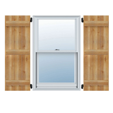 TimberCraft Joined Board-n-Batten Shutters, Rough Sawn Western Red Cedar (Per Pair) - 32.25 in. Width