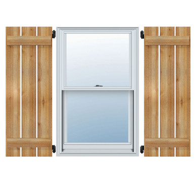 TimberCraft Spaced Board-n-Batten Shutters, Rough Sawn Western Red Cedar (Per Pair) - 17.125 in. Width