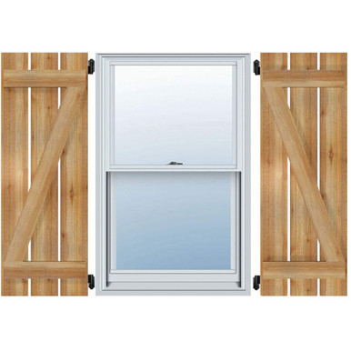 TimberCraft Spaced Board-n-Batten Shutters, Rough Sawn Western Red Cedar (Per Pair) - 23 in. Width