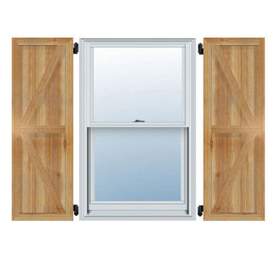 TimberCraft Framed Board-n-Batten Shutters, Rough Sawn Western Red Cedar (Per Pair) - 10.75 in. Width