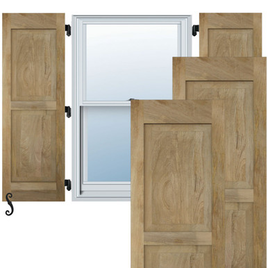 Americraft Two Equal Raised Panel Exterior Real Wood Shutters (Per Pair)
