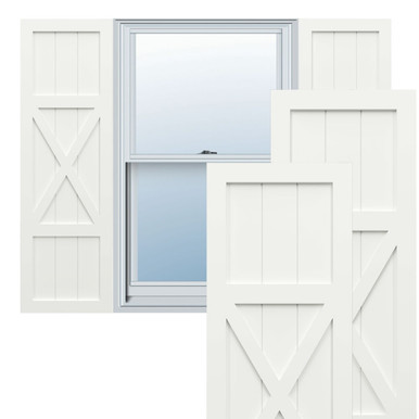 True Fit PVC Center X-Board Farmhouse Fixed Mount Shutters (Per Pair)
