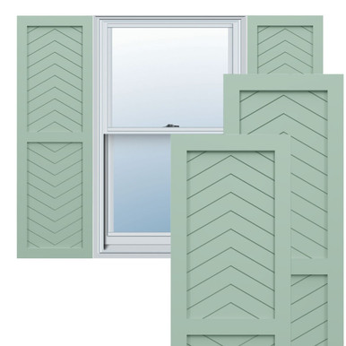 True Fit PVC Two Panel Chevron Modern Style Fixed Mount Shutters (Per Pair)