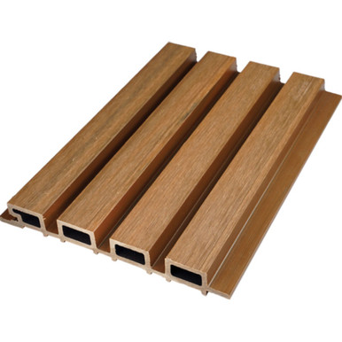 Linear WPC Exterior Wall Slat Panels 94.5 in x 8.62 in - Light Walnut - (Pack of 5) / 28.27 sqft
