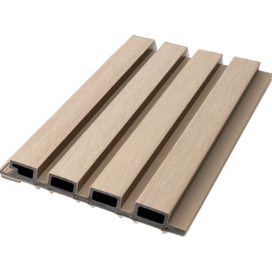 Linear WPC Exterior Wall Slat Panels 114 in x 8.62 in - Cream - (Pack of 5) / 34.2 sqft
