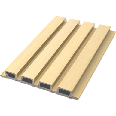 Linear WPC Exterior Wall Slat Panels 114 in x 8.62 in - Classic Oak - (Pack of 5) / 34.2 sqft