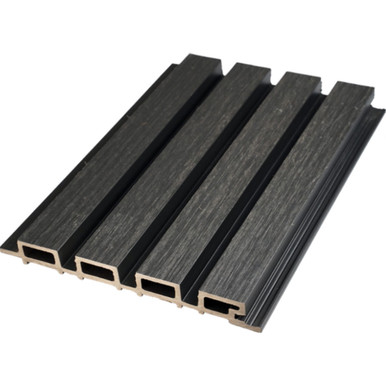 Linear WPC Exterior Wall Slat Panels 114 in x 8.62 in - Black - (Pack of 5) / 34.2 sqft