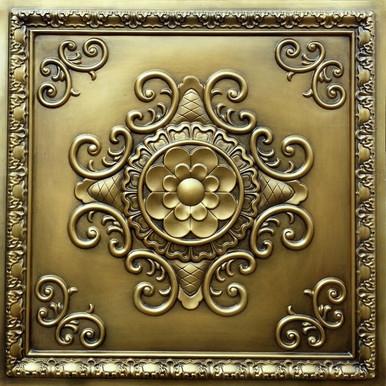 Floral Emblem - Faux Tin Ceiling Tile - 24 in x 24 in - #DCT08