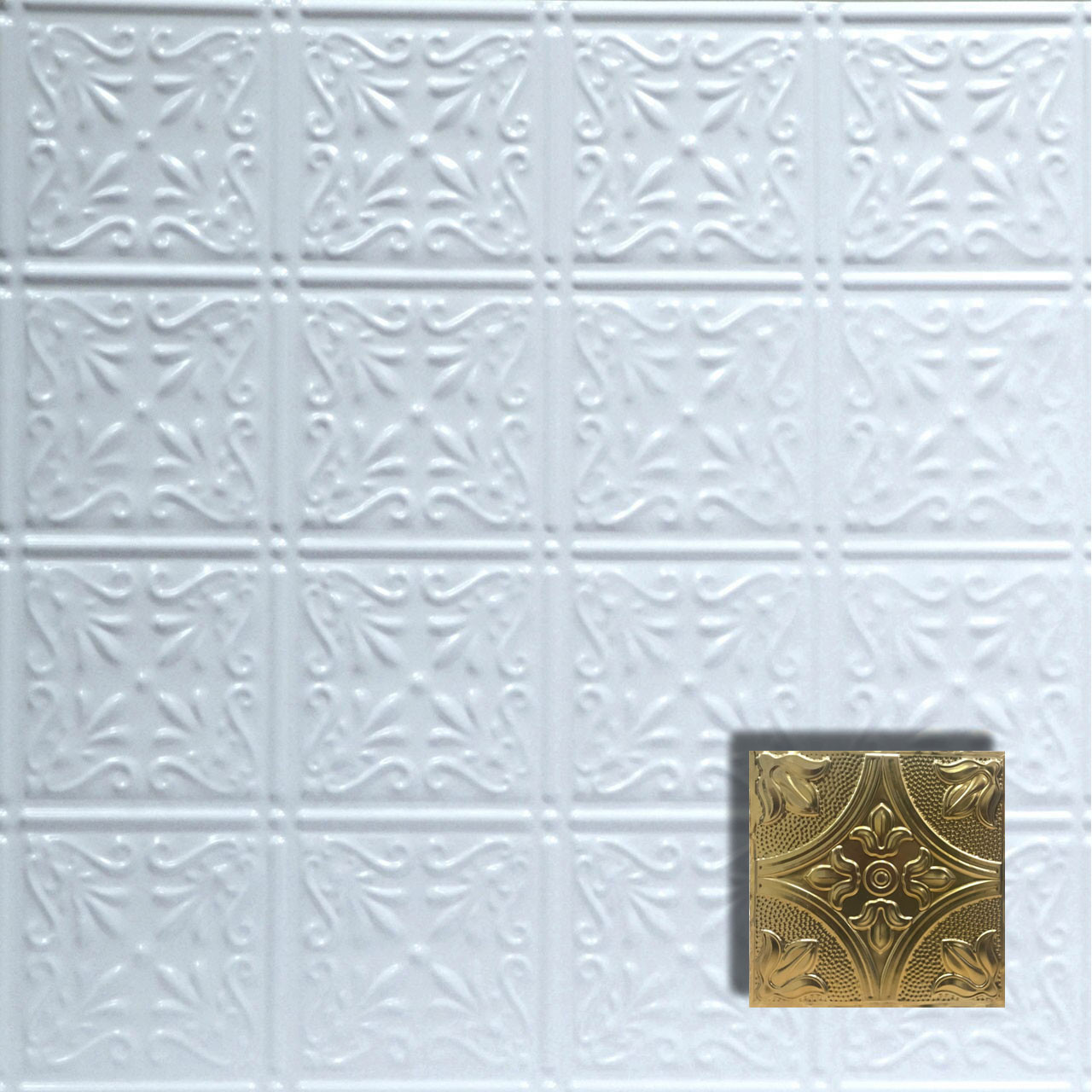 Shanko - Powder Coated - Tin - Wall and Ceiling Patterns - #211 - 24"x24" -  Gold Nugget