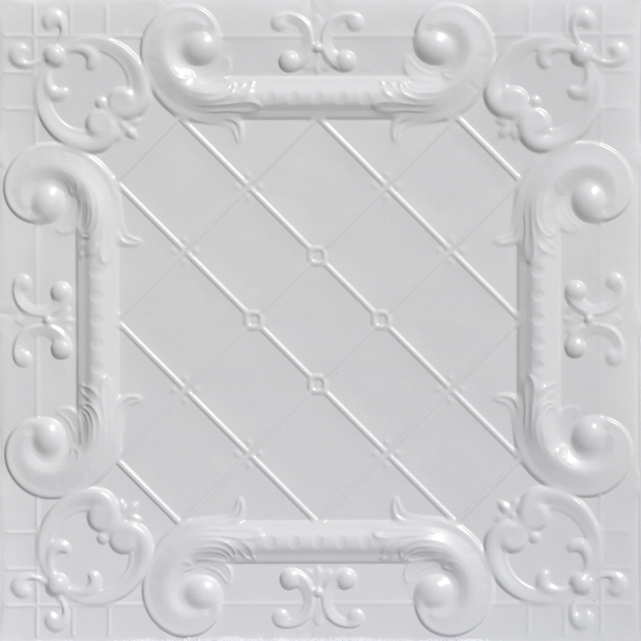 Romeo, Romeo - Shanko - Powder Coated - Tin Ceiling Tile - #502 - 24"x24" - White
