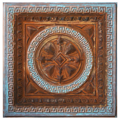 Odysseus Shield IV - FAD Faux Patina Finish Hand Painted Ceiling Tile - #CTF-014-4