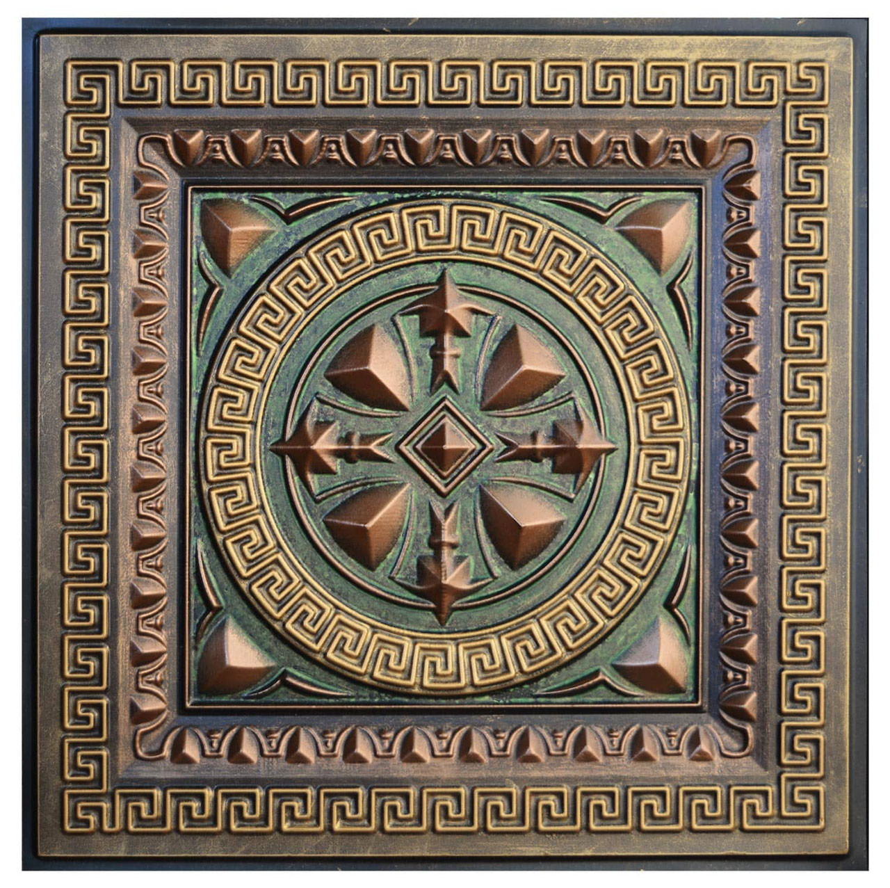 Odysseus Shield III - FAD Hand Painted Ceiling Tile - #CTF-014-3