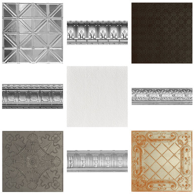 Tin Ceiling Tile and Cornices Sample Pack (3 TILES & 2 CORNICES)