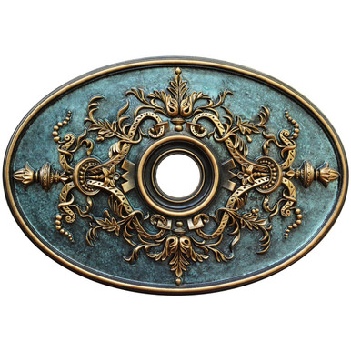 Golden Shield- FAD Hand Painted Ceiling Medallion 21 in x 30 in - #CCMF-041