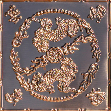Asian Dragons - Copper Ceiling Tile - 24 in x 24 in - #2490