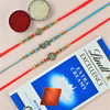 Set of 3 Colourful Beads Rakhi With Chocolate - For New Zealand