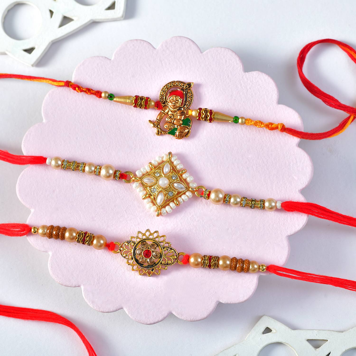 Large Rakhi Set of Elegant Rakhi with Milk Chocolate Almond - Rakhi.com