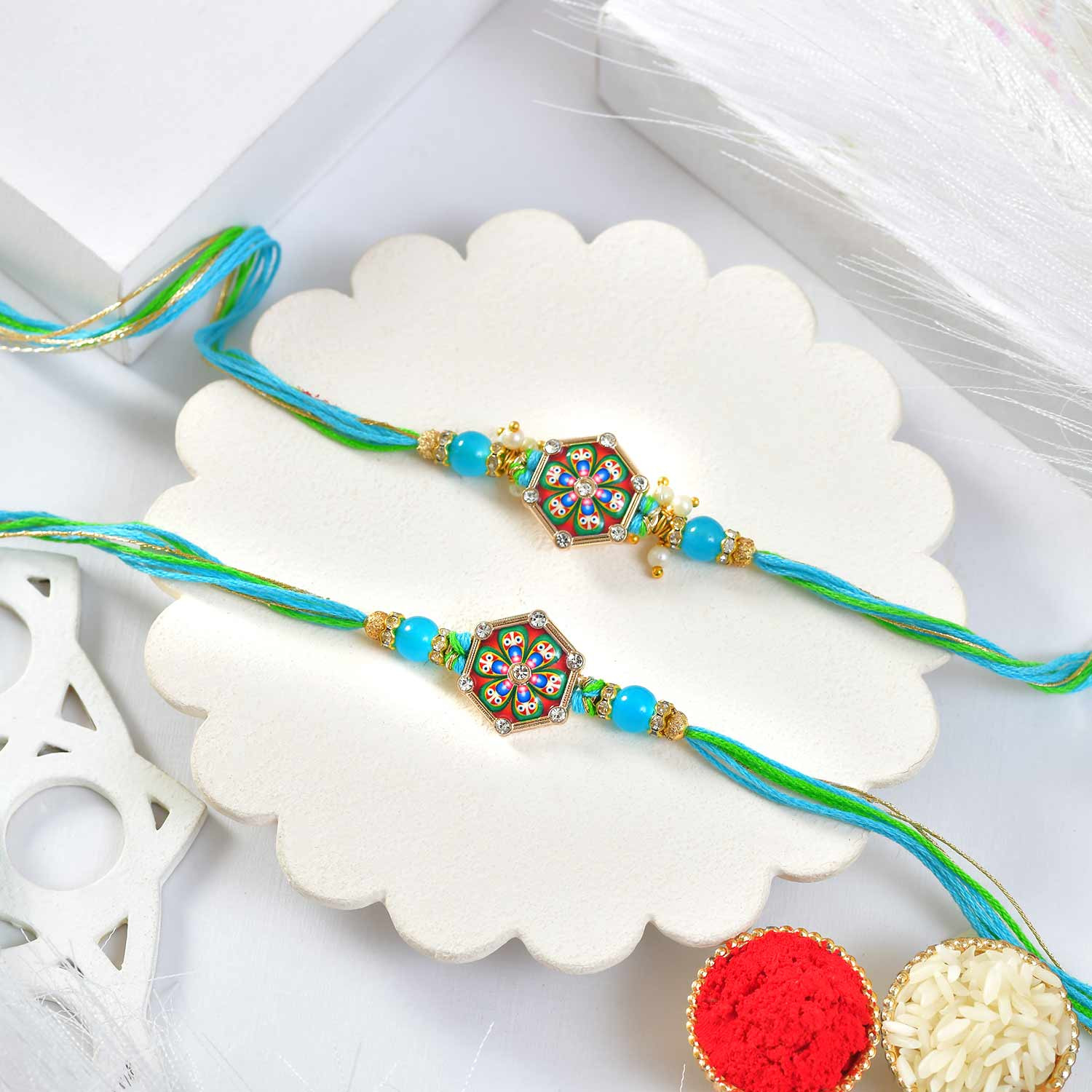 Set of Two Rakhi with Imported Chocolates Combo - Rakhi.com