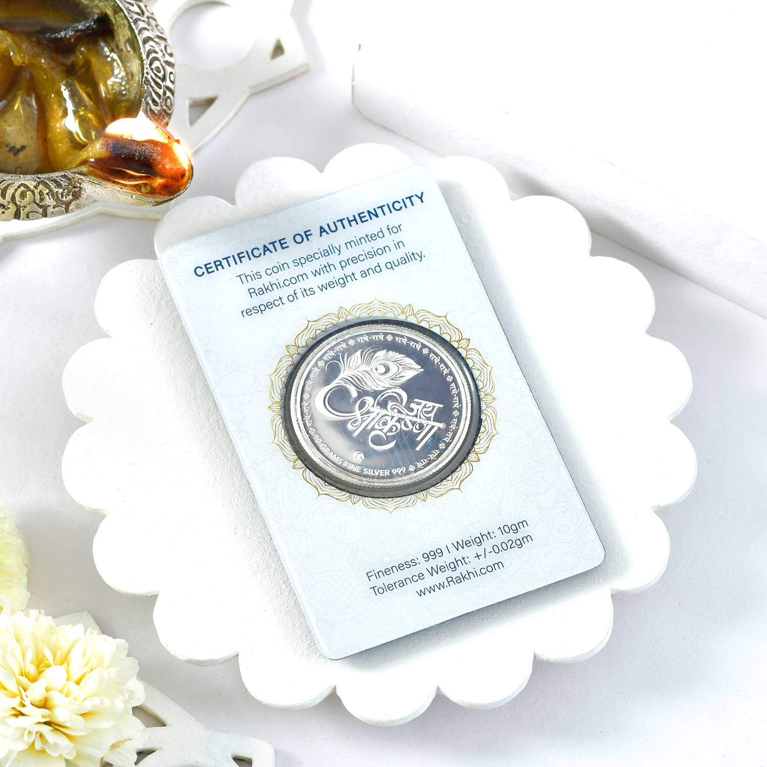 Buy Premium Rakhi with Pure Silver(999) 20Gms Laxmi&Ganesh Coin For ...