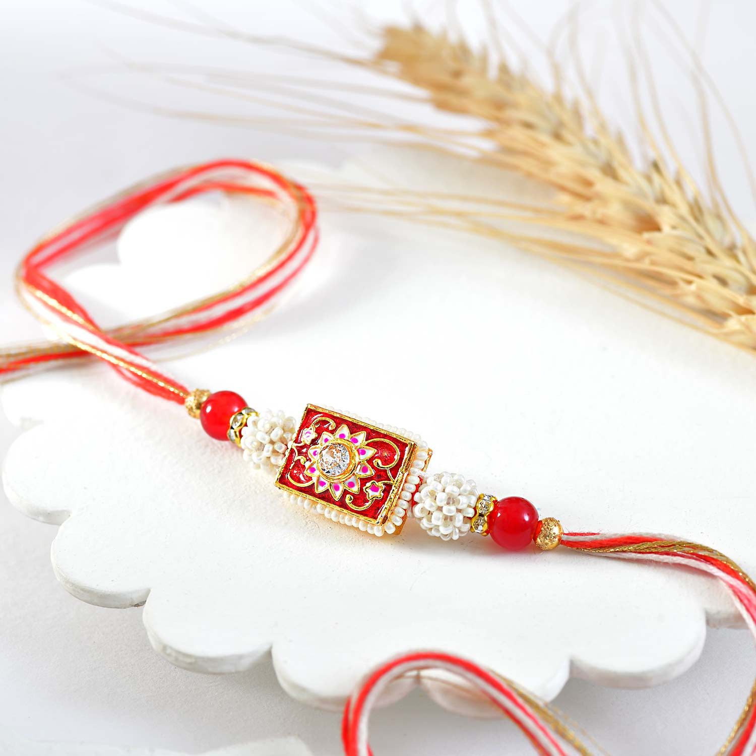 Traditional Red Bhaiya Bhabhi Rakhi - Rakhi.com