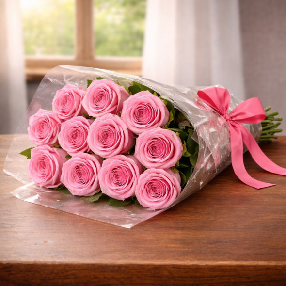 Premium Bright Pink Roses Bouquet