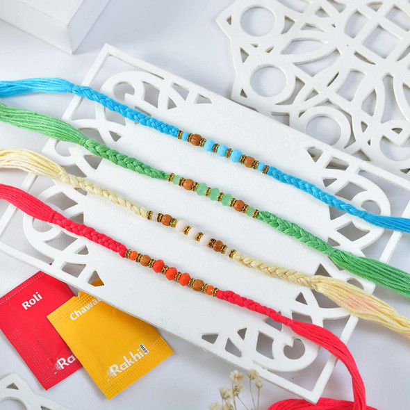 Fascinating Four Rakhi with Flavorful Cashew and Chocolates