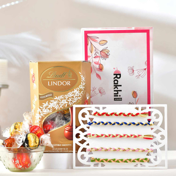 Five Fabulous Rakhi with  Lindor Assortment Chocolate