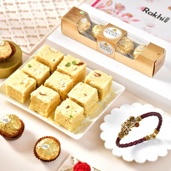 Bracelet Rakhi with Soan Papdi with Ferrero Rocher Chocolates