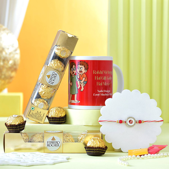 Rakhi Confrontation Personalized Photo Mug with Ferrero Rocher Chocolate