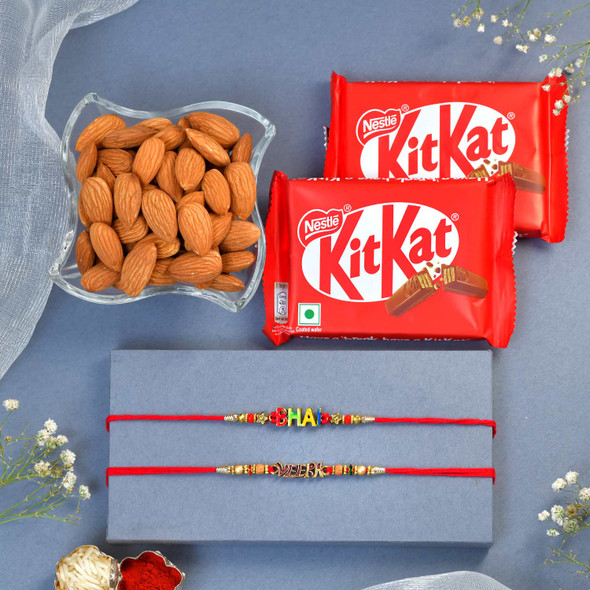 2 Rakhi With Kit-Kat And Almonds