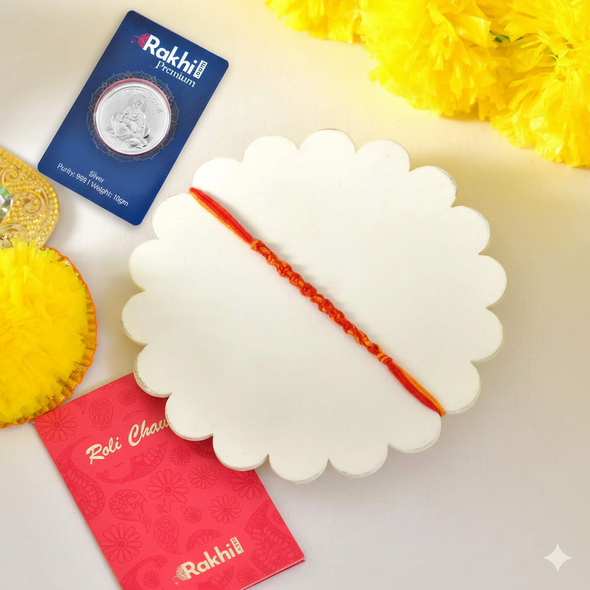 Bhai Dooj Thread with Guru Nanak Silver Coin 10gm